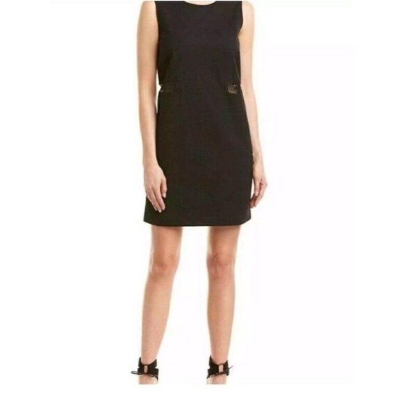 Maje Black Restal Crochet Insert Cotton Women Midi Dress 3/Large Sleeveless‎ NWT - Picture 1 of 16